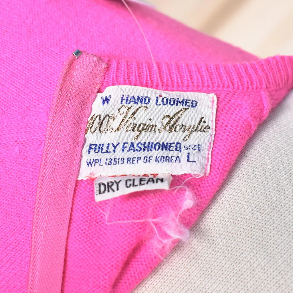 1960s Vintage Neon Pink Sweater Dress