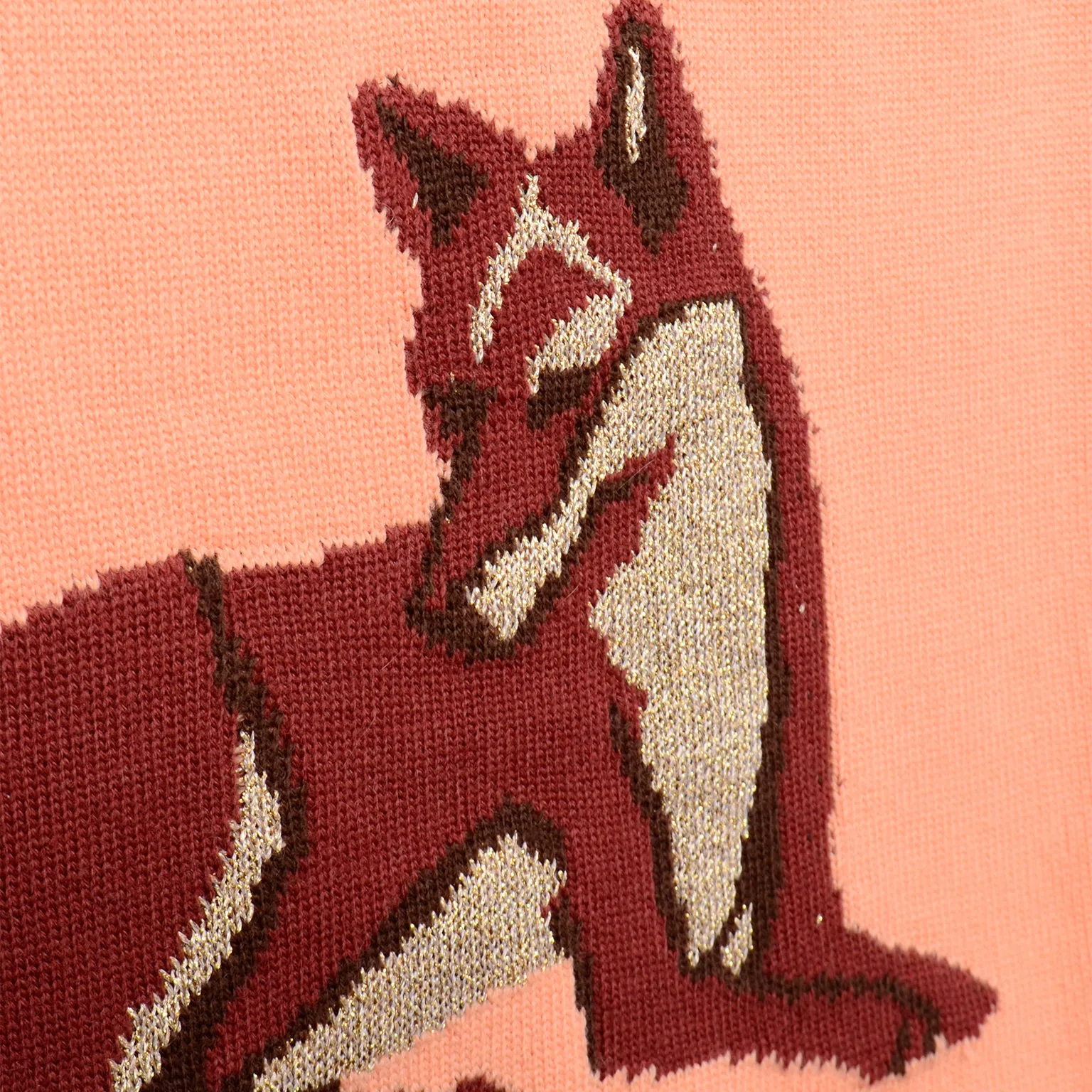 1980s Vintage Escada Margaretha Ley Oversized Peach & Brown Fox Sweater