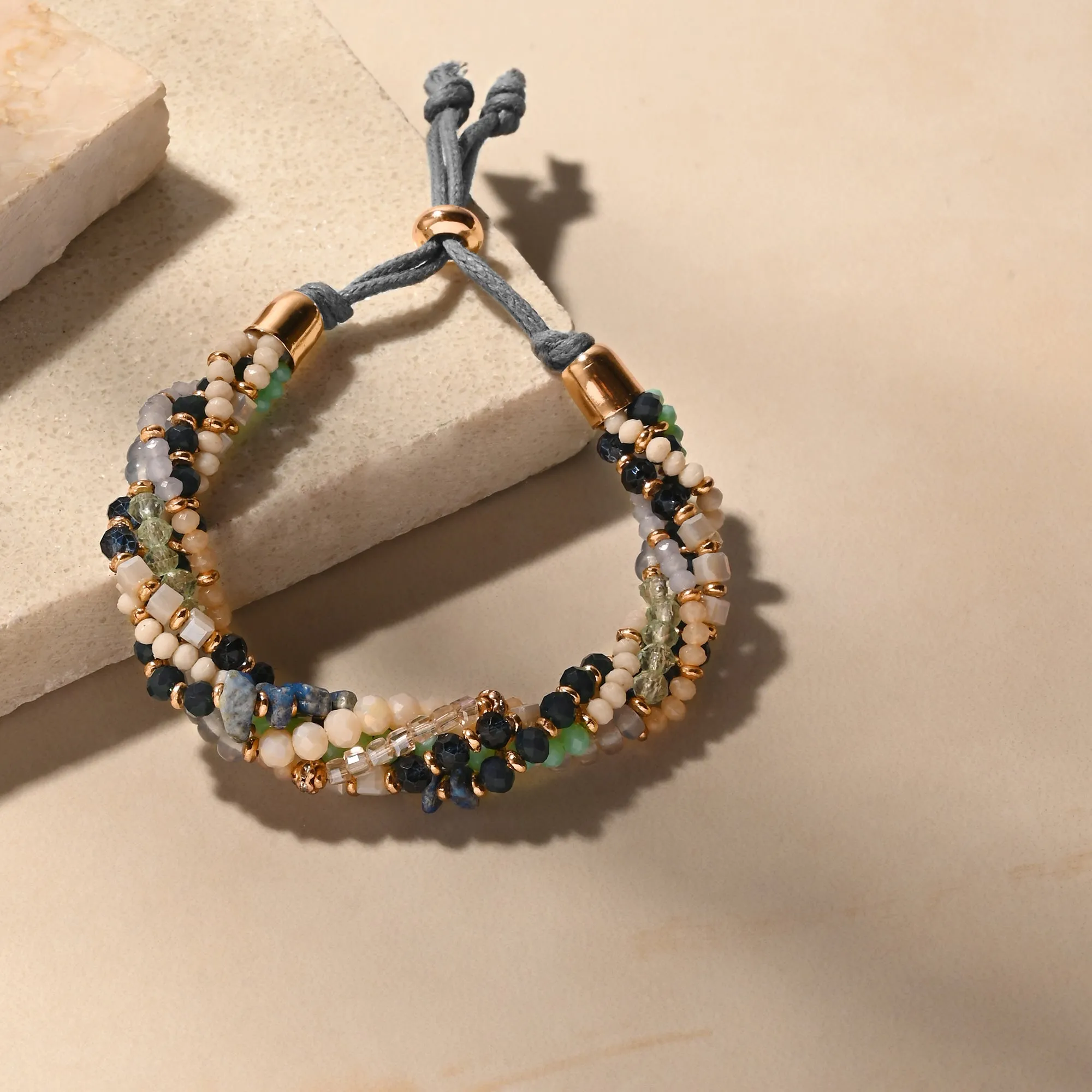 Accessorize London Women Blue Twisted Bead Toggle Bracelet