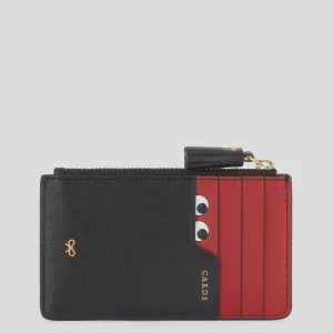 AH Zip Card Case Peeping Eyes in Black