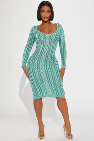 Alena Sweater Midi Dress - Jade