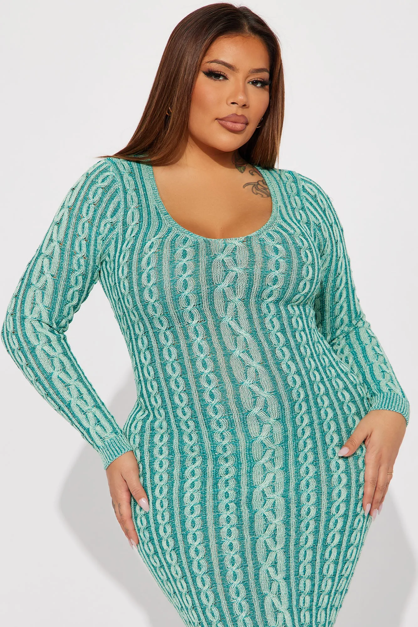 Alena Sweater Midi Dress - Jade