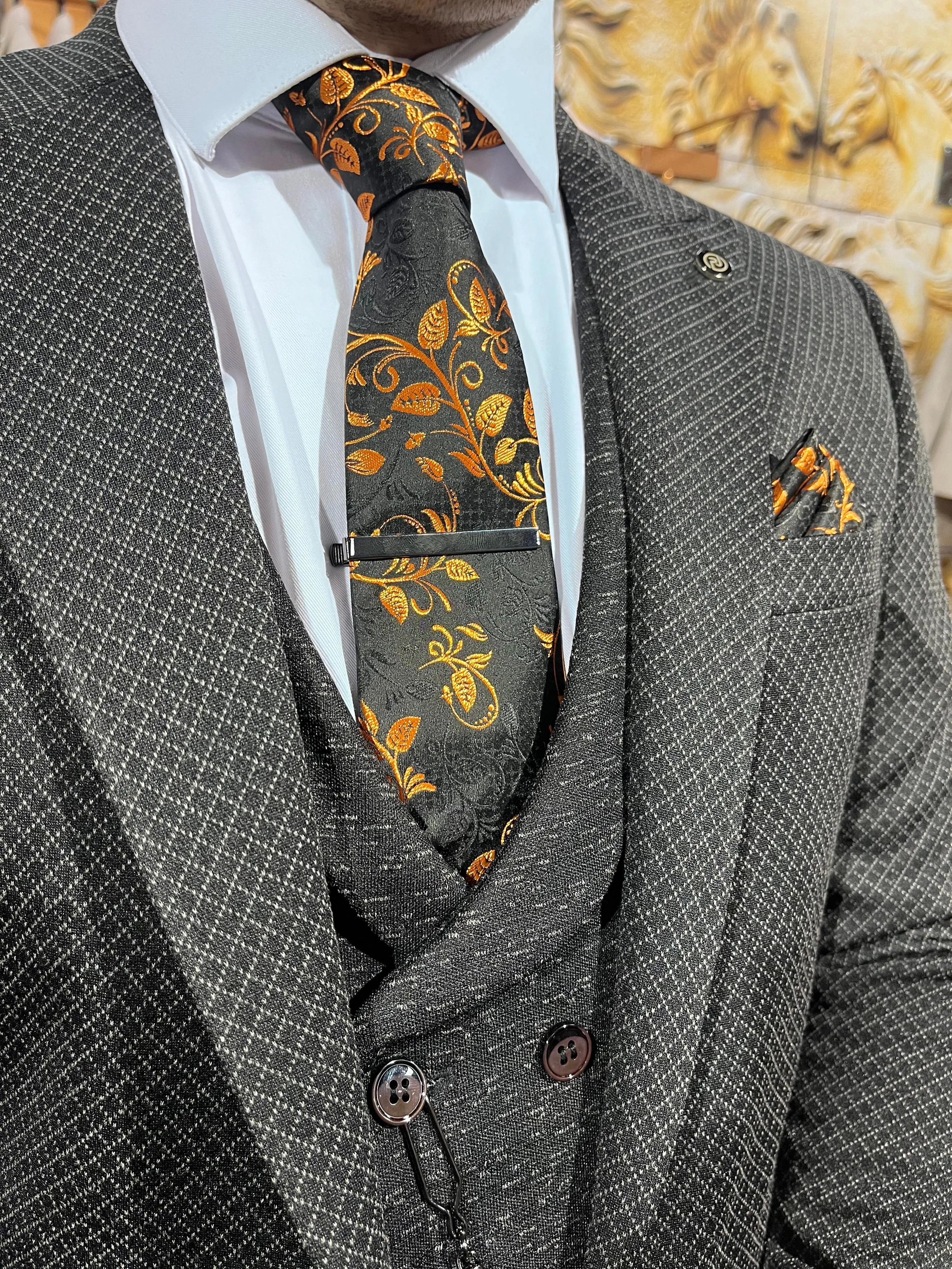 Anderson - Black/Grey 3 Piece Suit