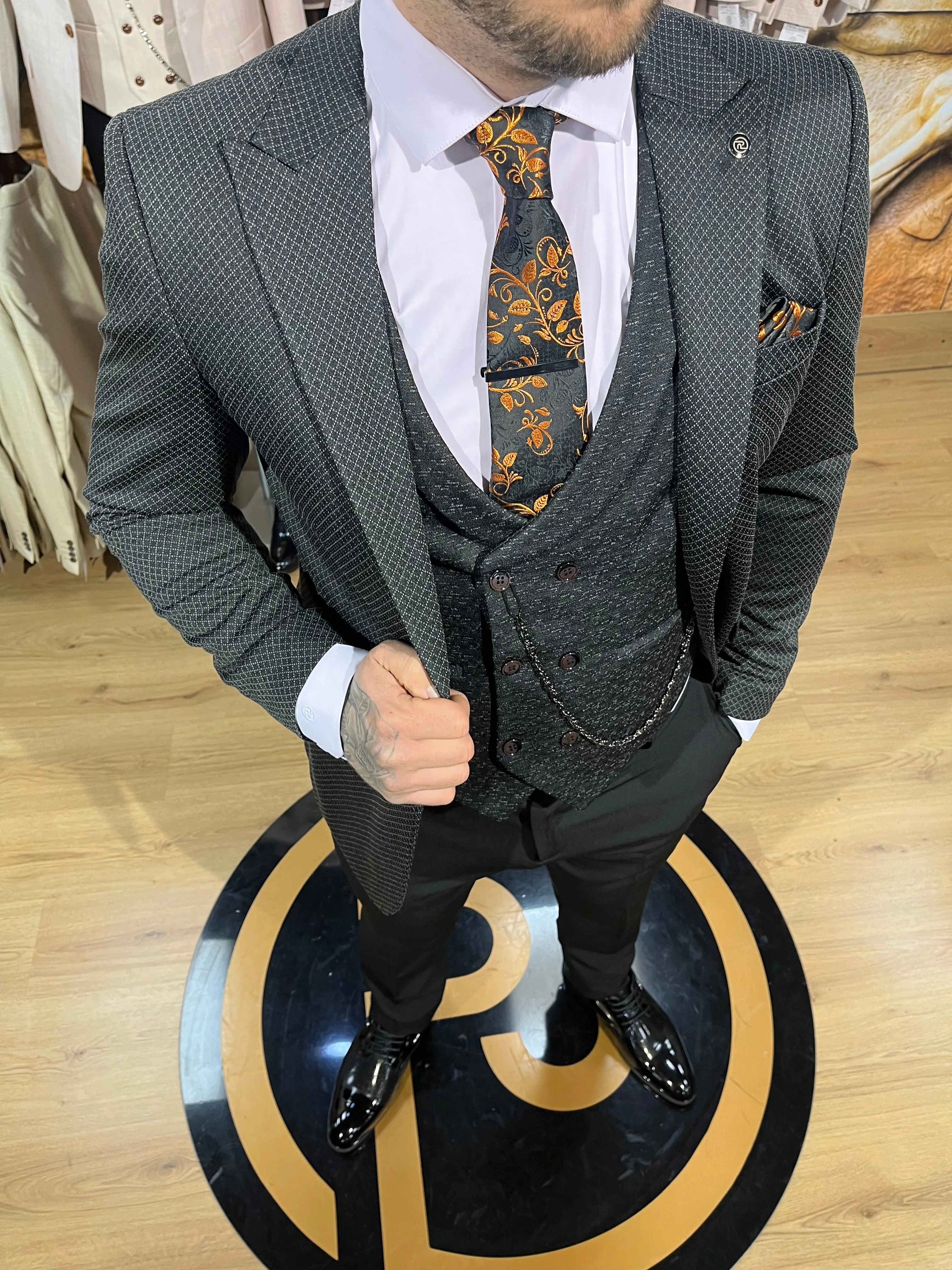 Anderson - Black/Grey 3 Piece Suit