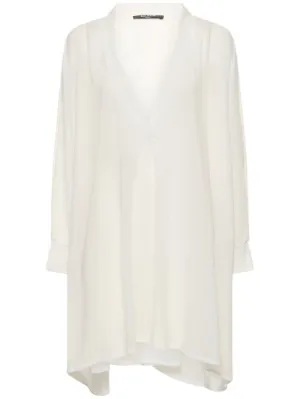 Balmain   Shiny jersey v-neck mini kaftan dress 