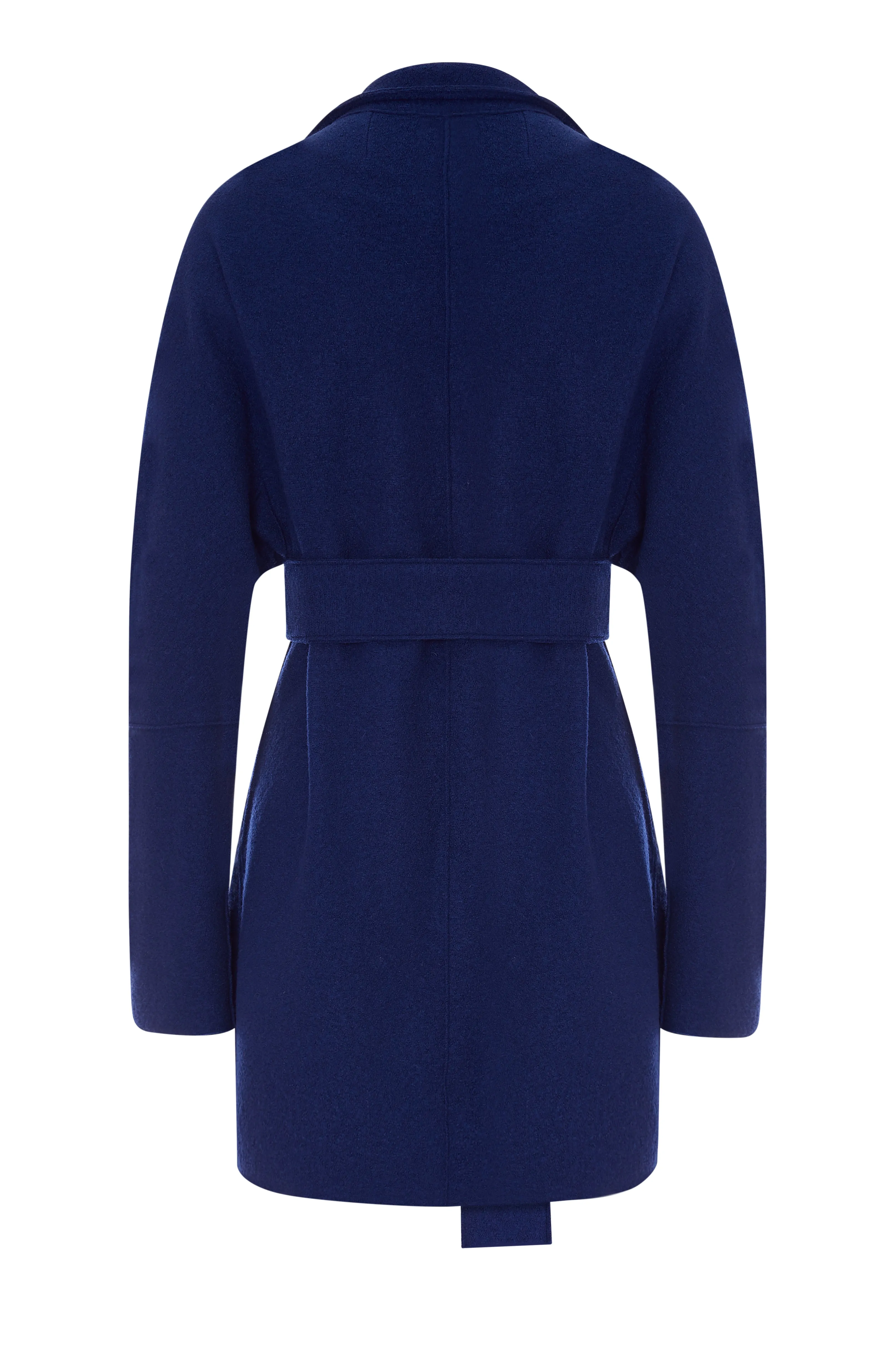 BERLIN French Blue Boiled Wool Belted Cardigan Jacket