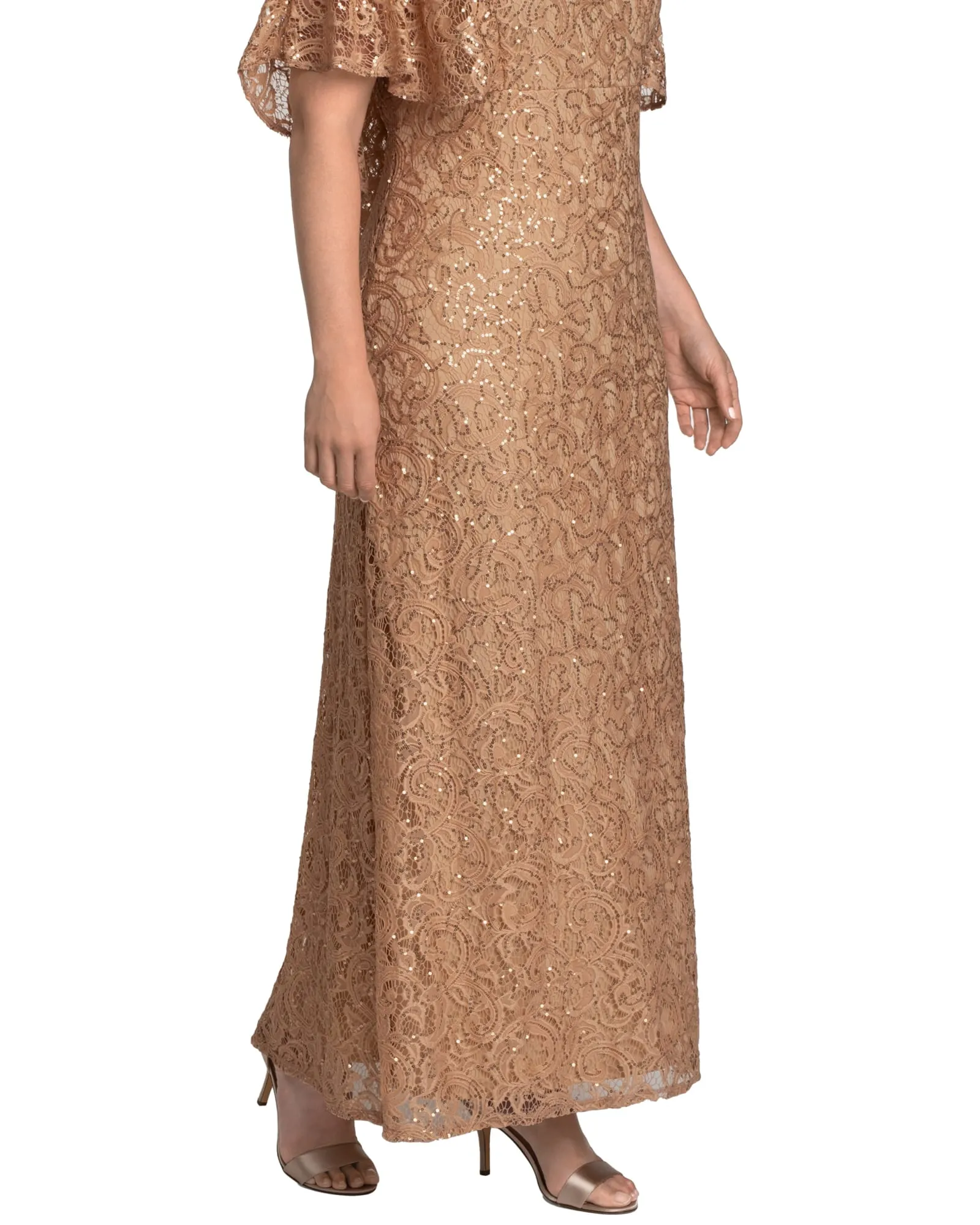 Celestial Cape Sleeve Gown | CHAMPAGNE