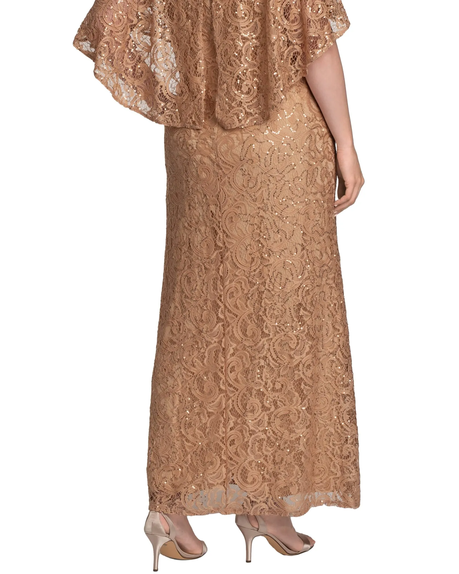 Celestial Cape Sleeve Gown | CHAMPAGNE