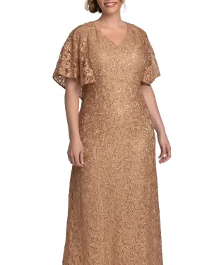 Celestial Cape Sleeve Gown | CHAMPAGNE