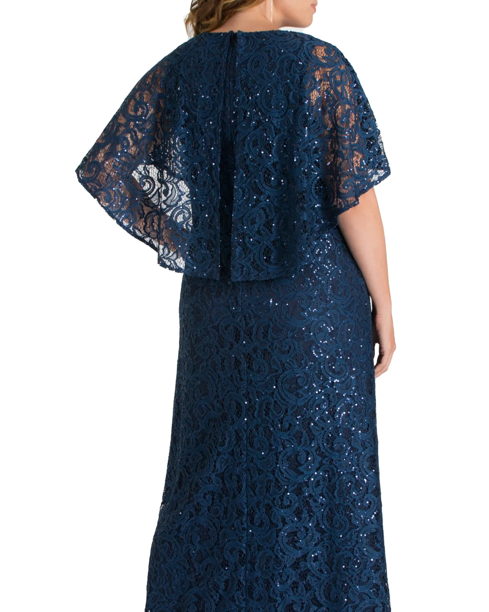 Celestial Cape Sleeve Gown | NOCTURNAL NAVY