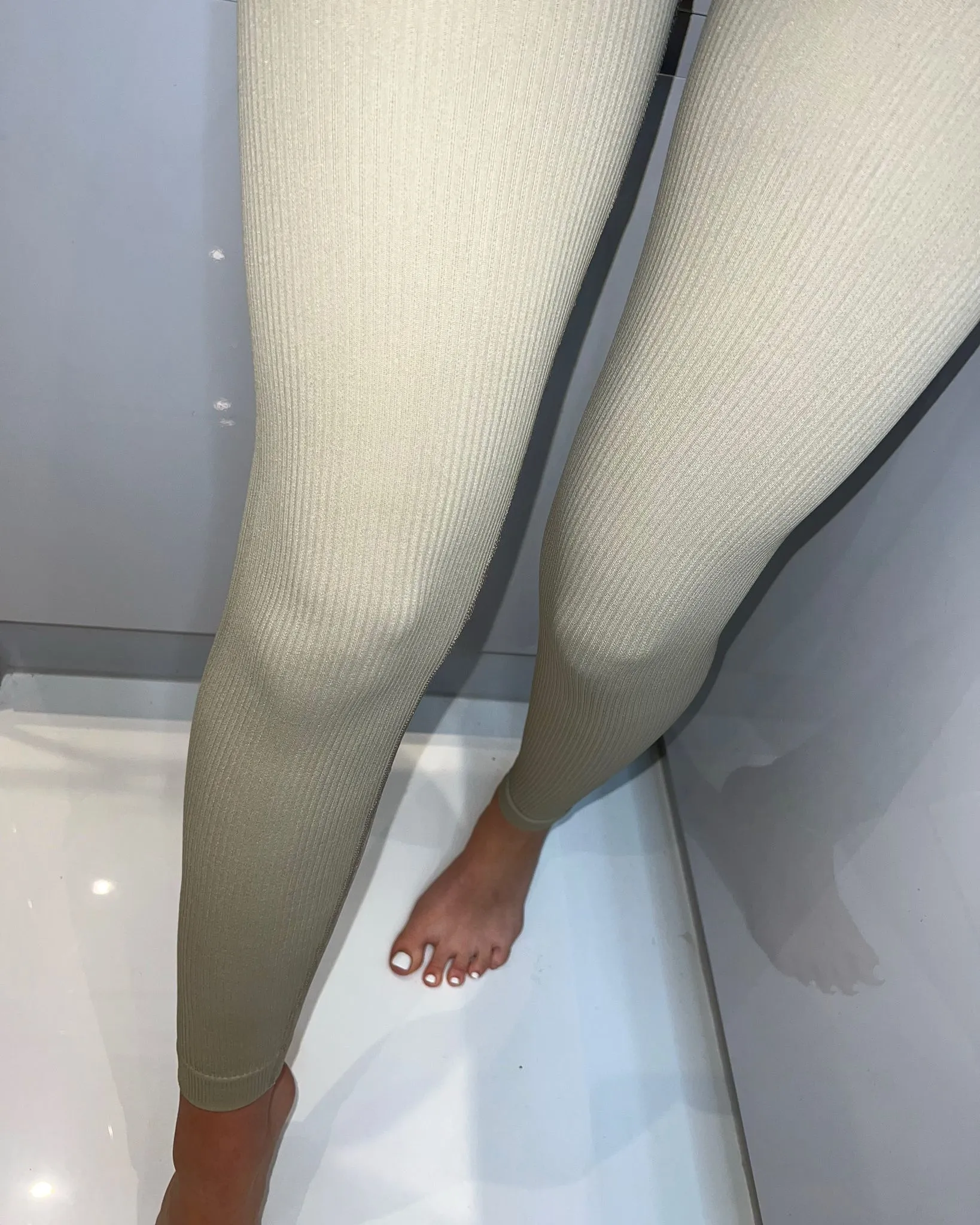 ‘Chrissy’ Stone Ribbed Leggings