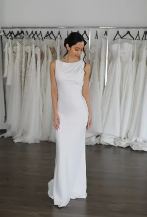 Cindy Boat Neck Sheath Wedding Dress