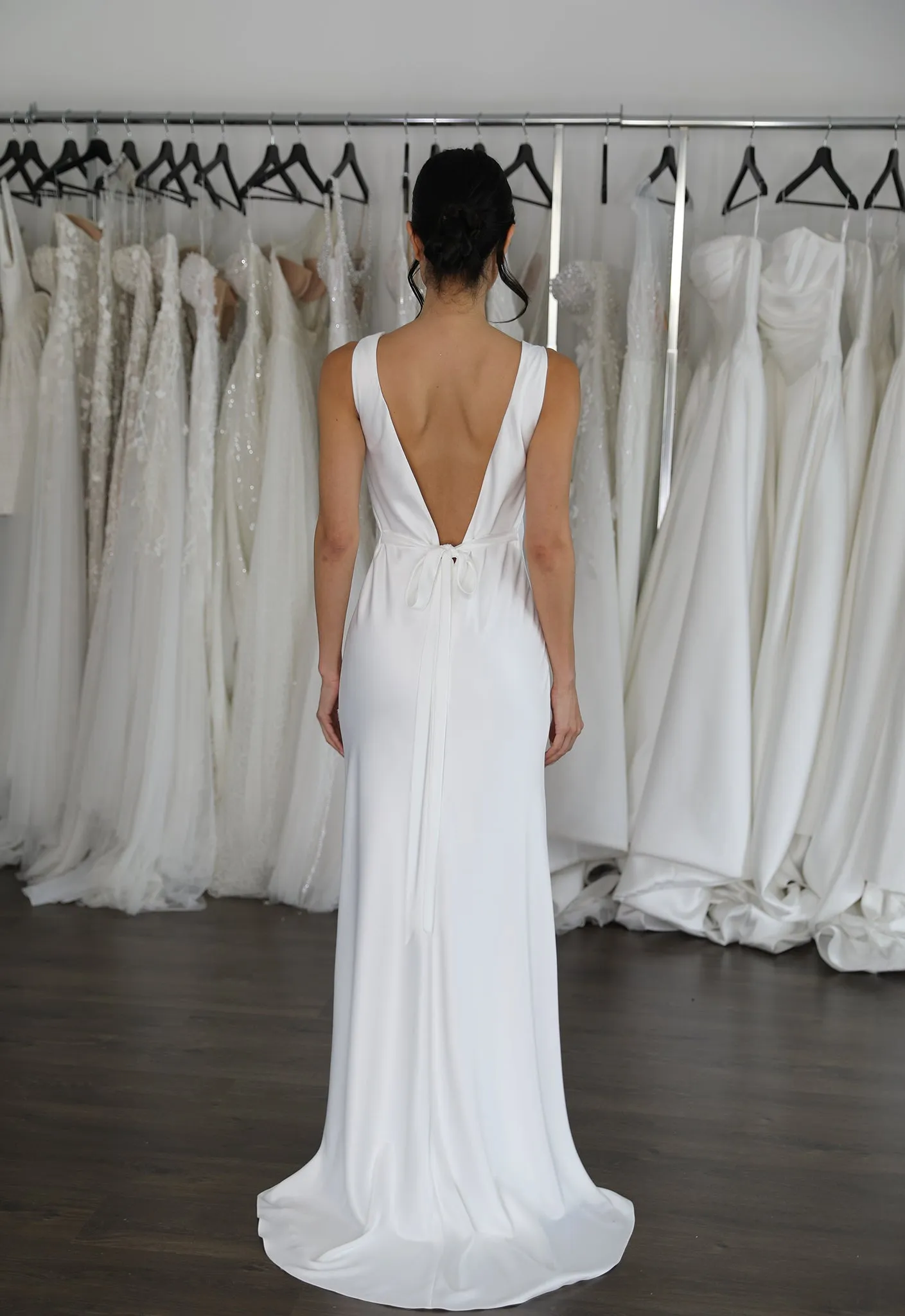 Cindy Boat Neck Sheath Wedding Dress