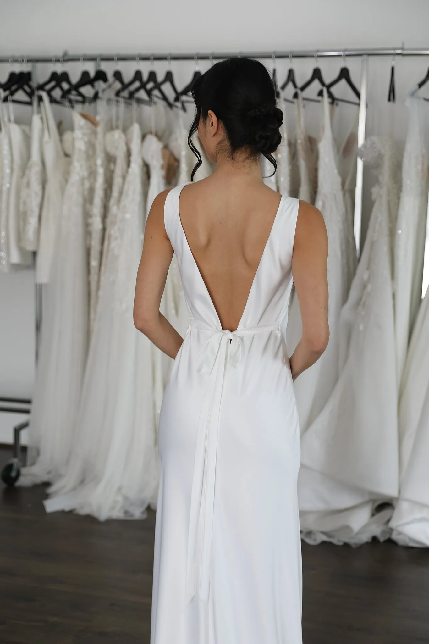 Cindy Boat Neck Sheath Wedding Dress