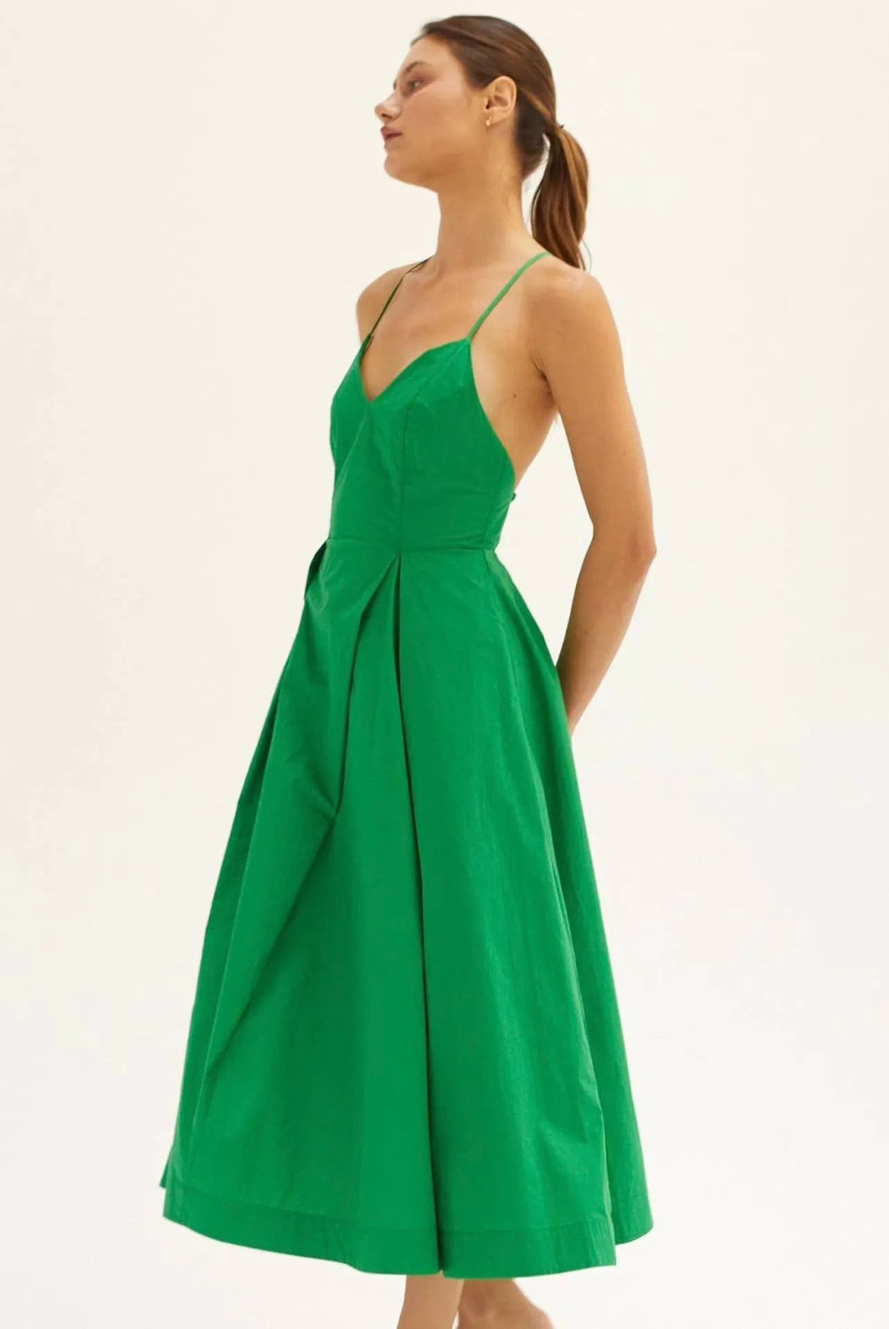 CRISS CROSS BACK POCKETED MIDI DRESS