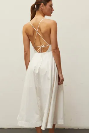 CRISS CROSS BACK POCKETED MIDI DRESS