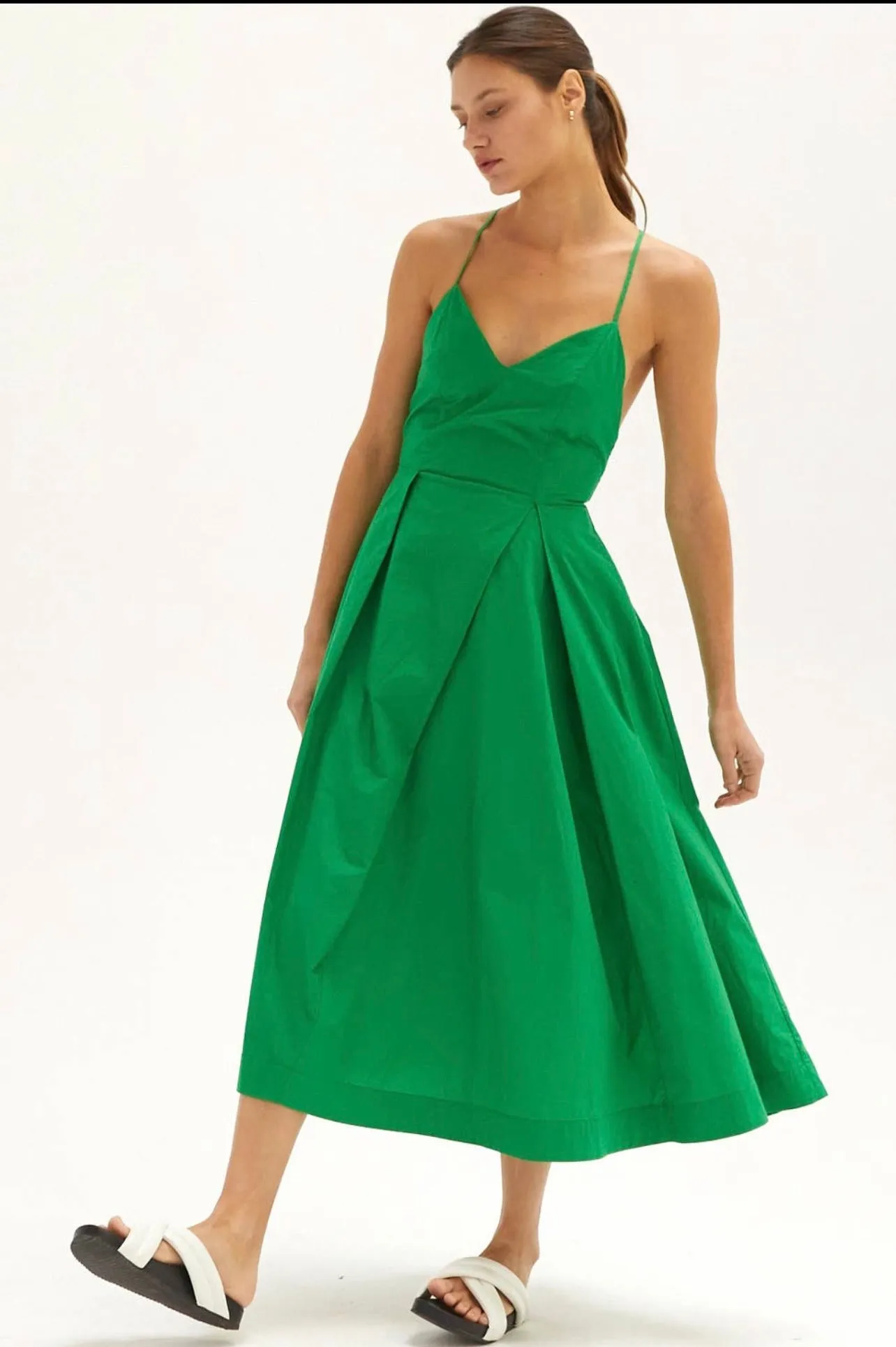 CRISS CROSS BACK POCKETED MIDI DRESS