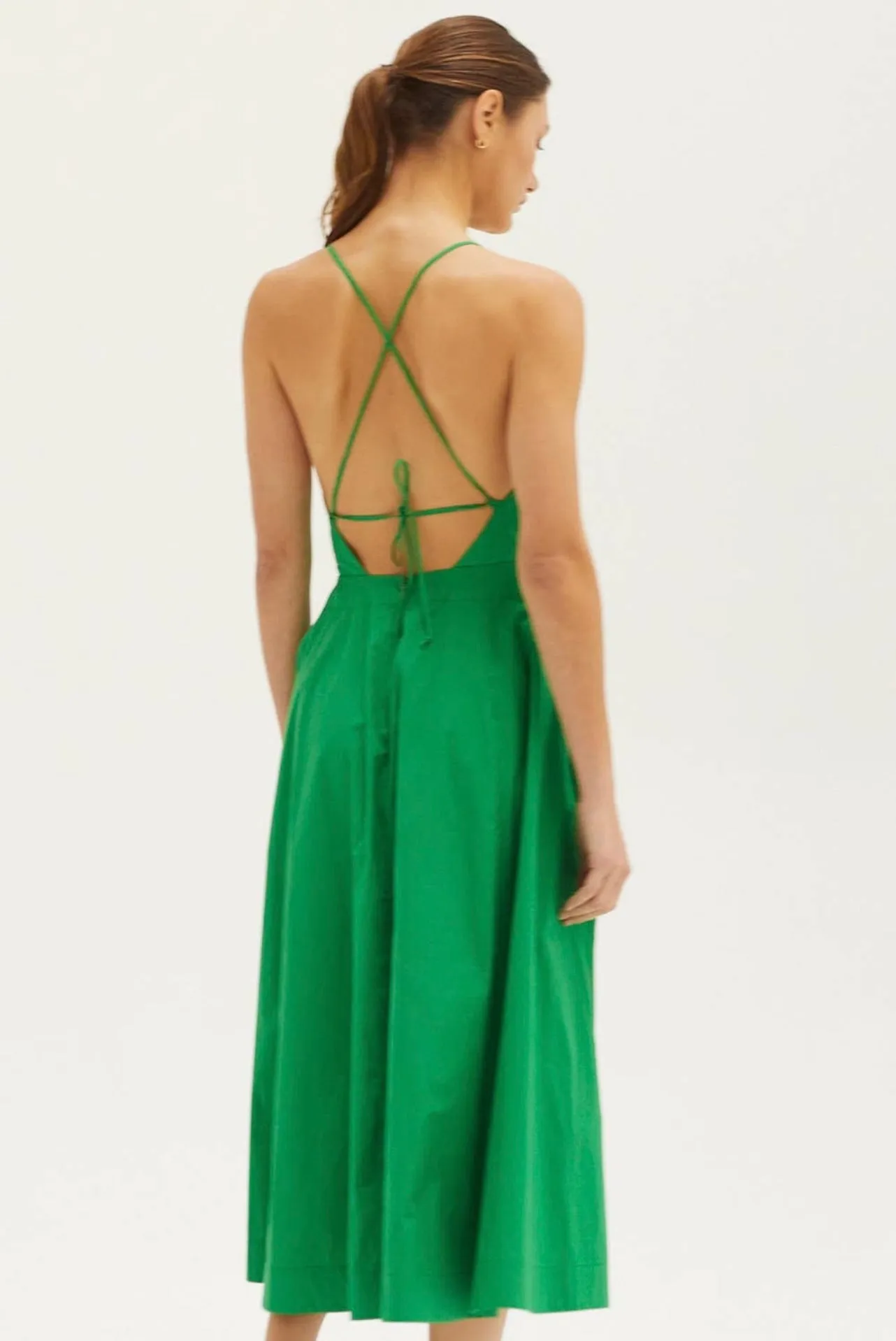 CRISS CROSS BACK POCKETED MIDI DRESS