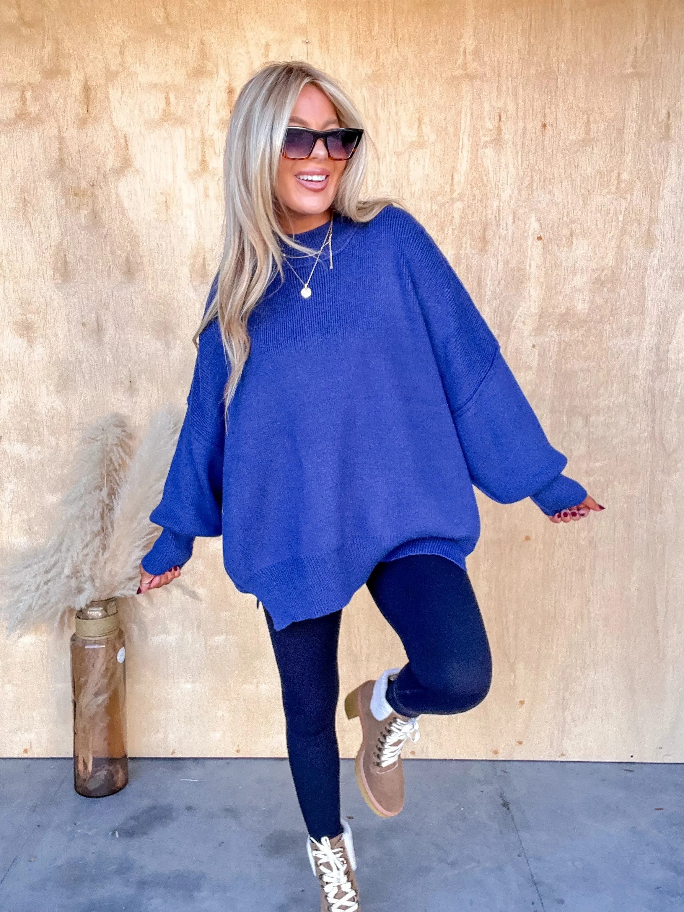 DOORBUSTER - Sweeter Than You Light Navy Oversized Sweater