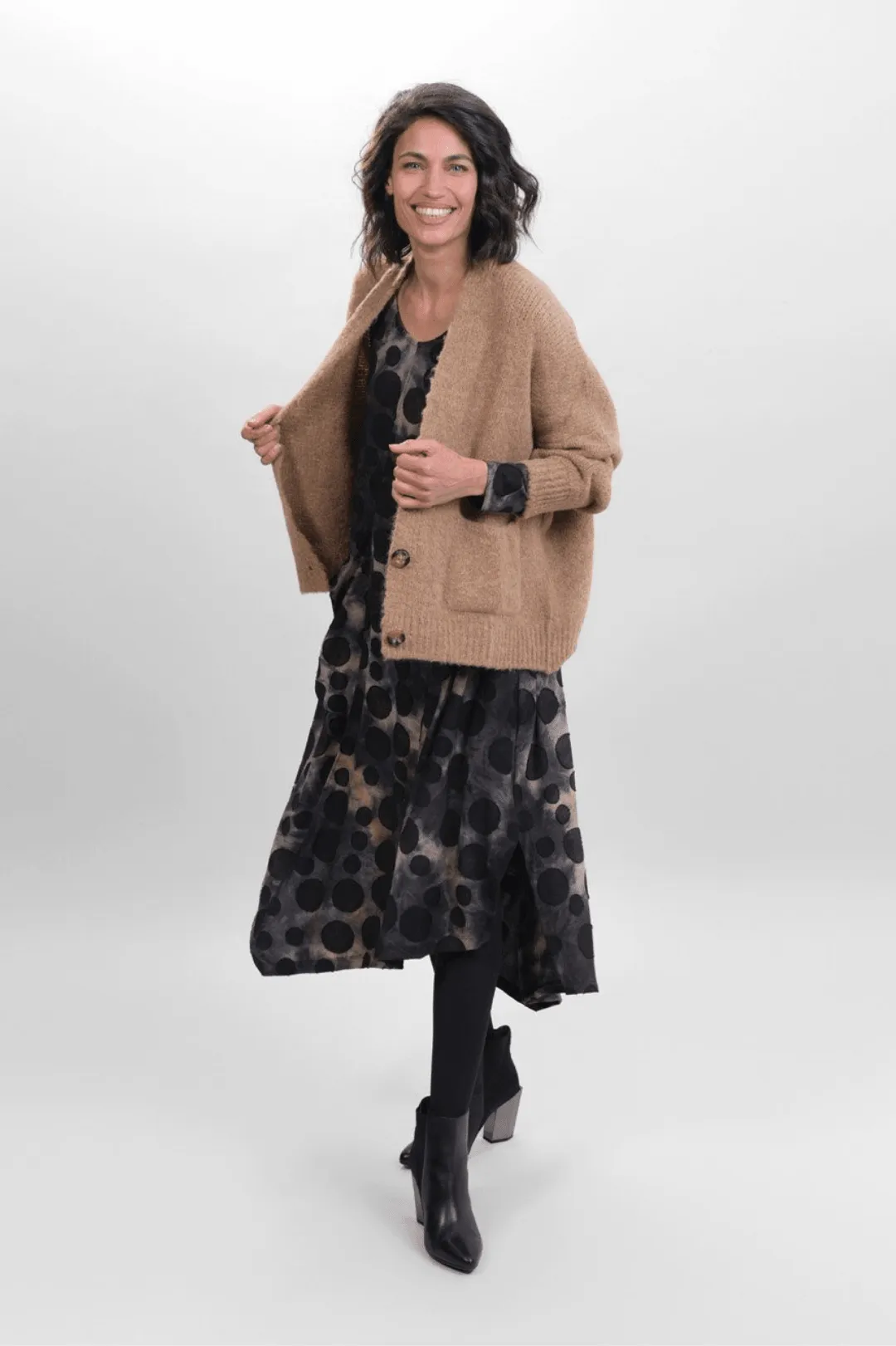 Echo Asymmetry Dress, Coffee