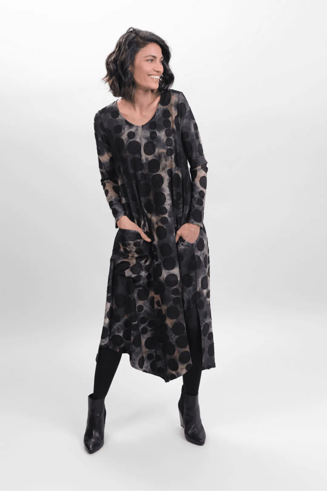Echo Asymmetry Dress, Coffee