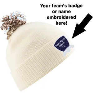 EMBROIDERED ADULT SNOWSTAR BOBBLE HAT OFF WHITE MOCHA