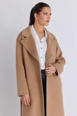 Geneva Camel Wool Blend Belted Coat