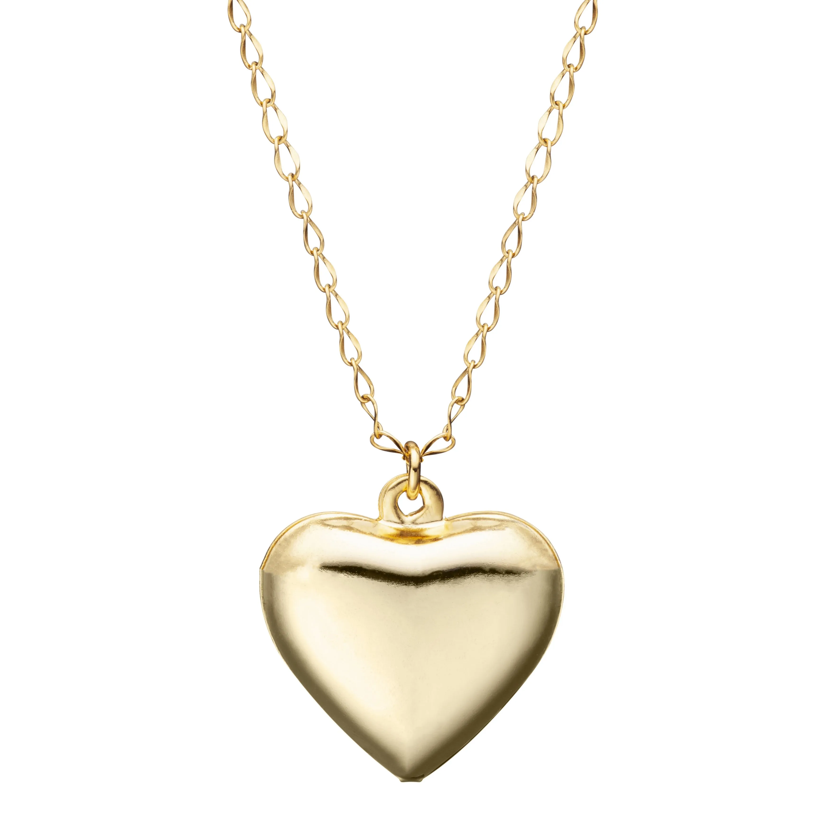 Gold Plated Shiny Puffy Heart Necklace