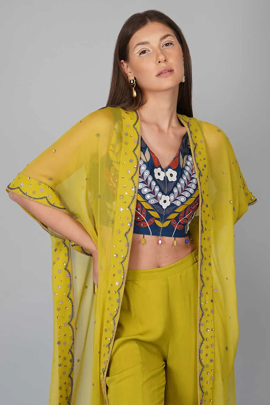 Green Applique Work Cape Set
