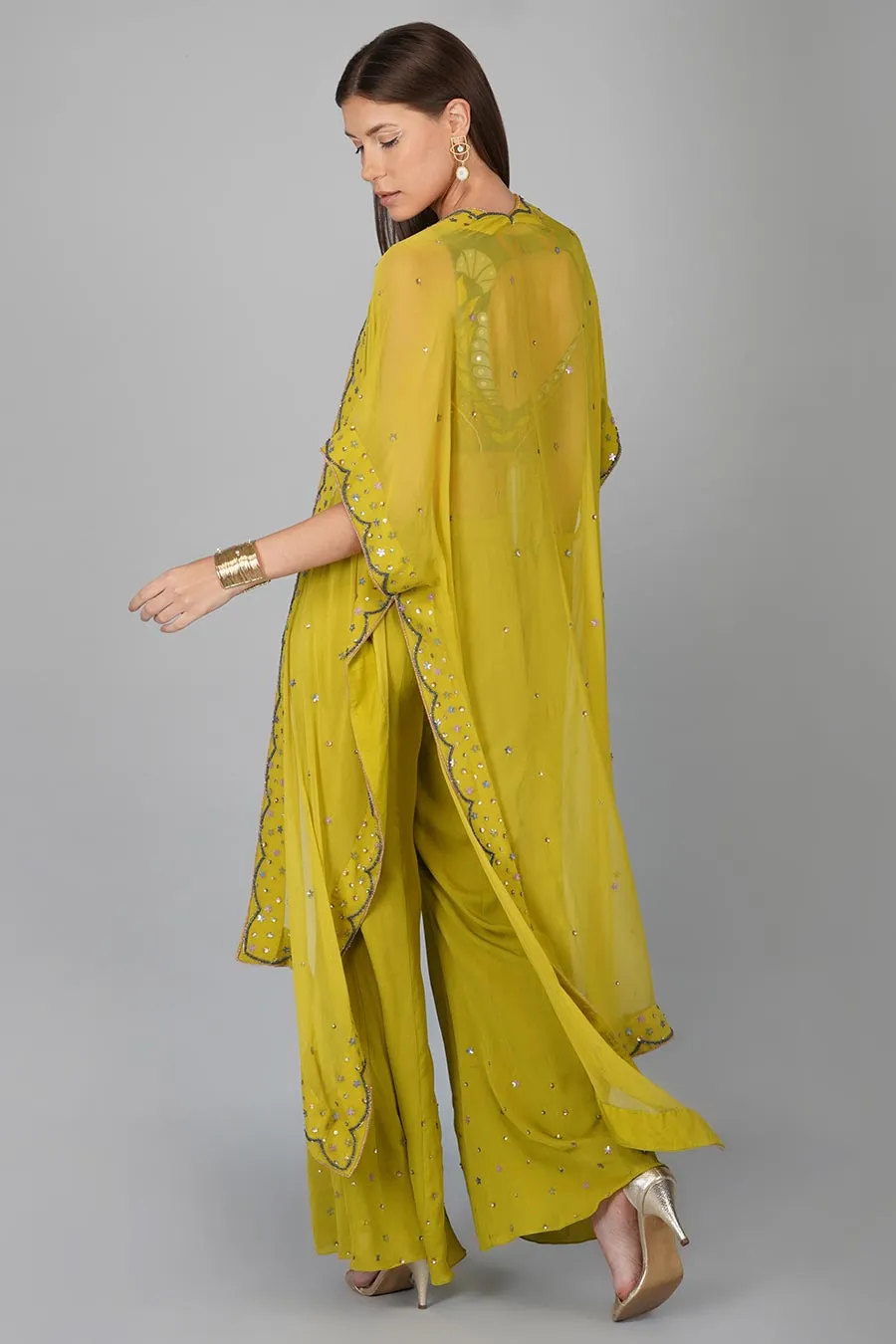 Green Applique Work Cape Set
