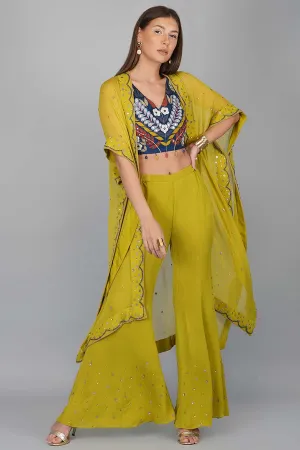 Green Applique Work Cape Set