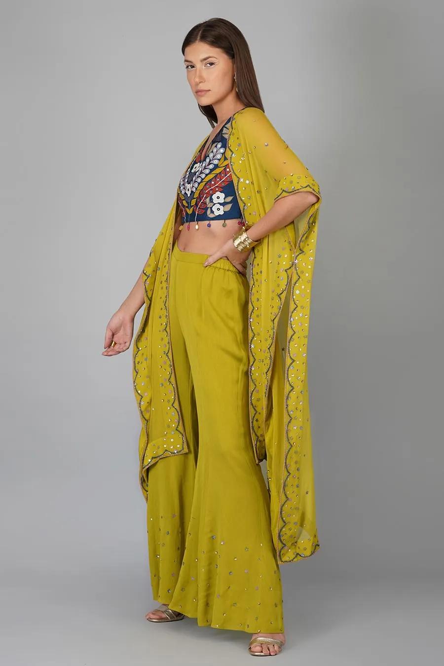 Green Applique Work Cape Set