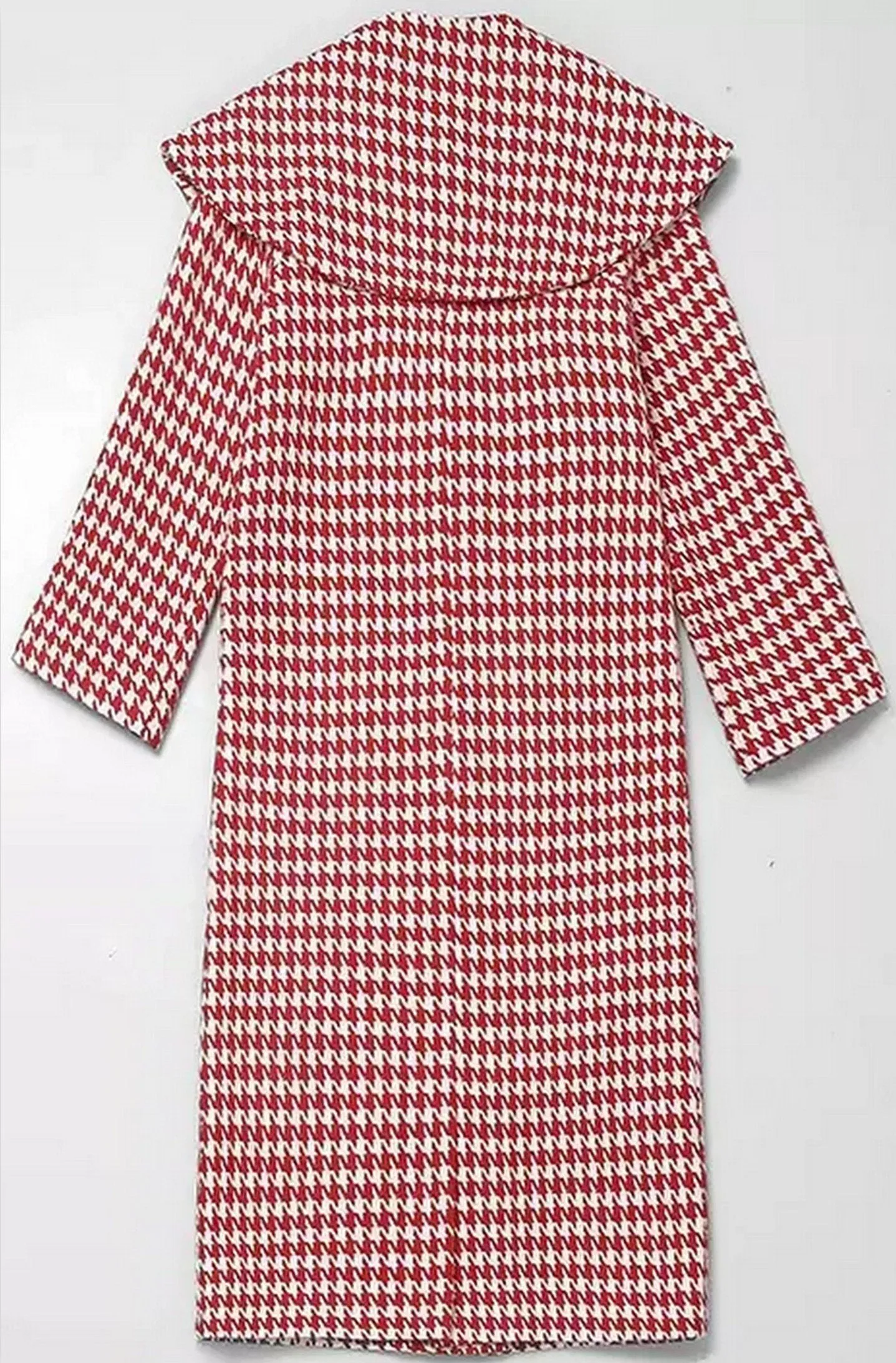 Houndstooth Shawl Wool Coat