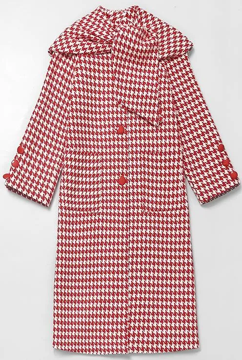 Houndstooth Shawl Wool Coat