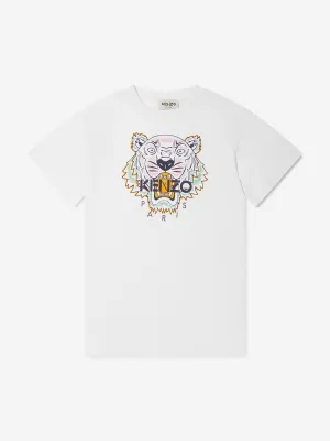 KENZO Girls Organic Cotton Tiger Dress in White