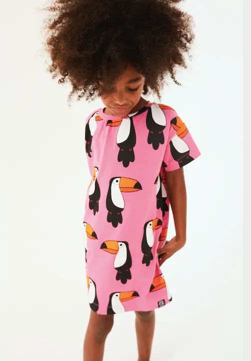 Kukukid Pink Tucan T-Dress