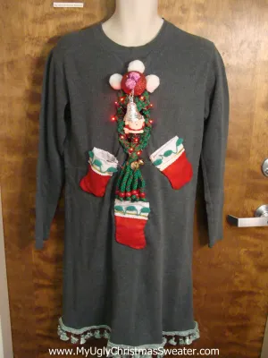Light Up Ugly Christmas Sweater Party Dress Size M