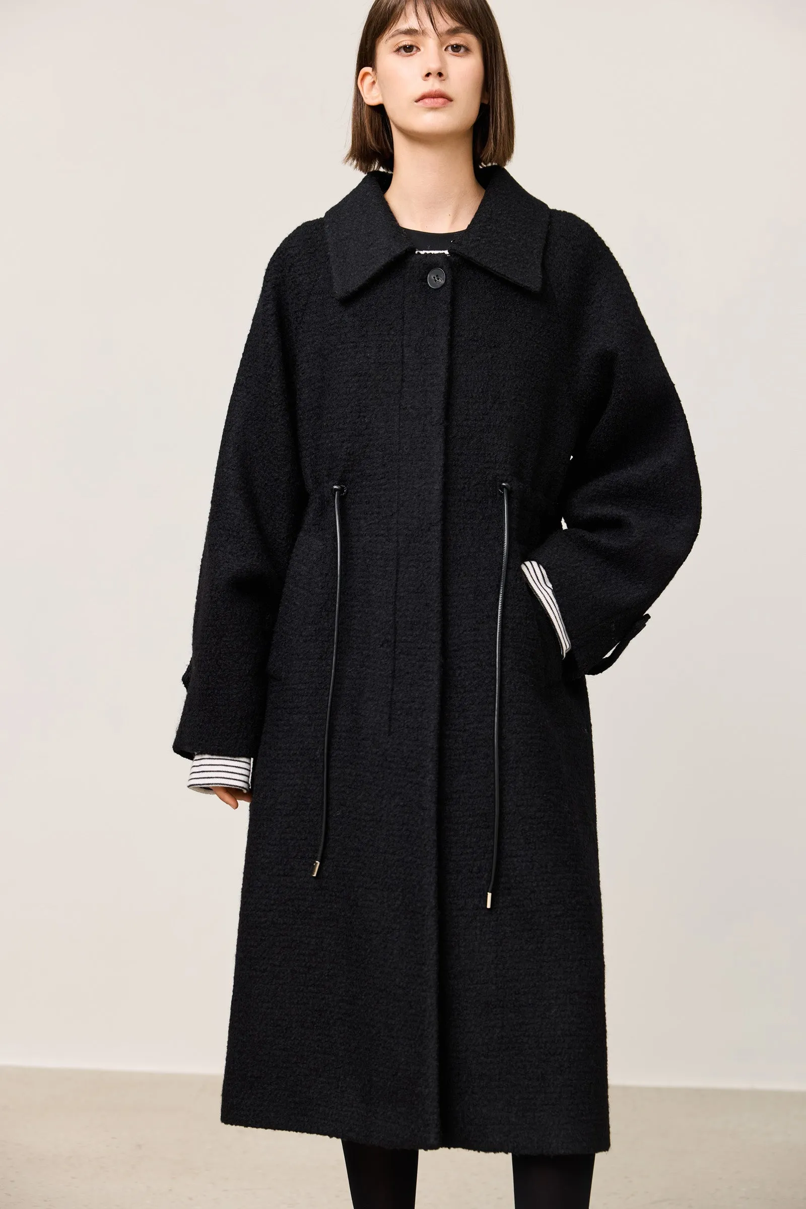 LILY Detachable Fur Collar Long Wool Coat