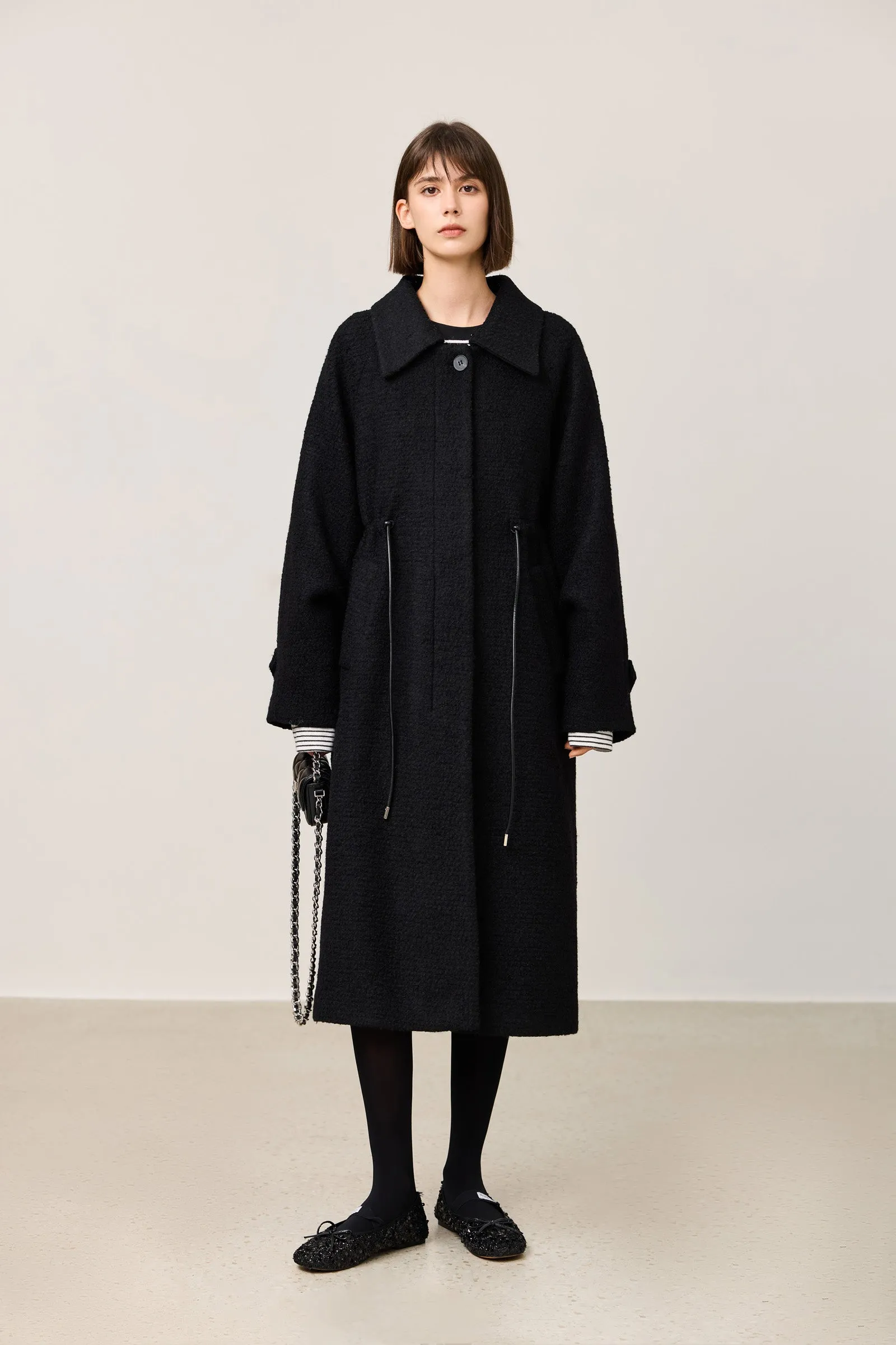LILY Detachable Fur Collar Long Wool Coat