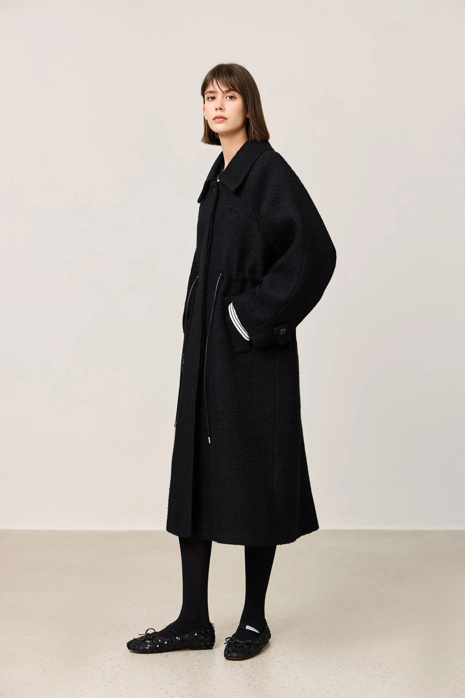 LILY Detachable Fur Collar Long Wool Coat
