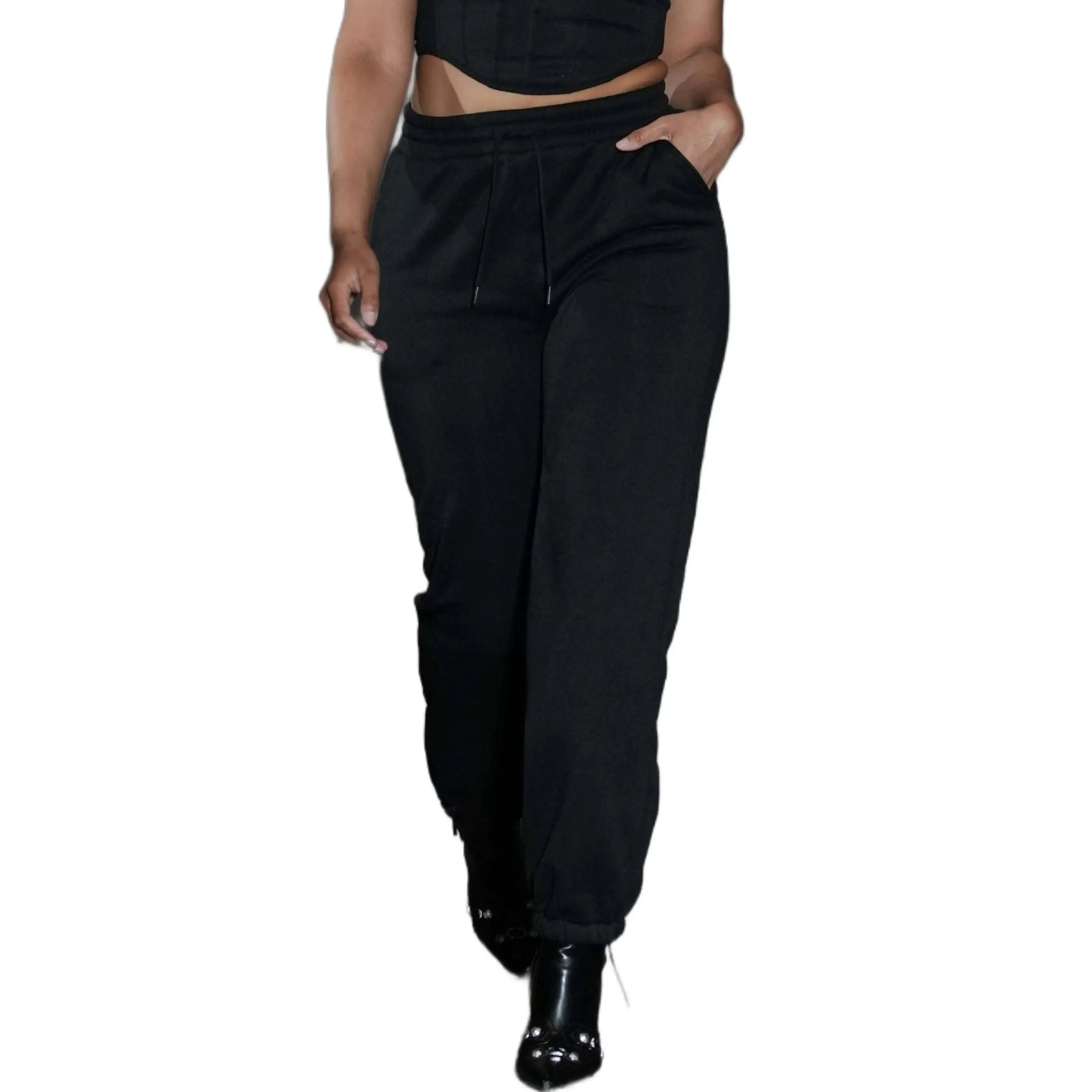 Matching Black fleece jogger.  Trendy Women's Pants.