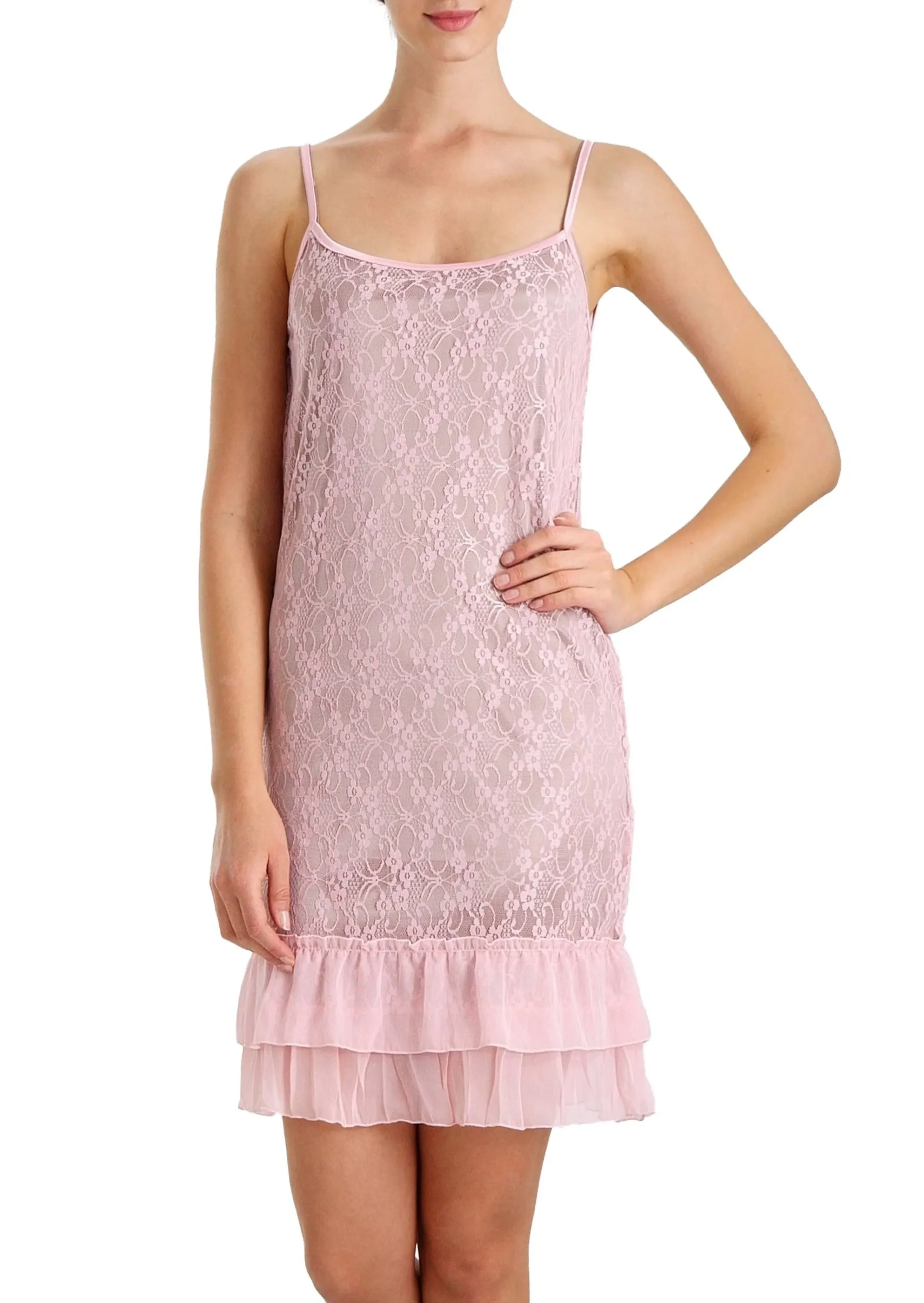 Melody See-through Baby-doll lace slip with ruffles