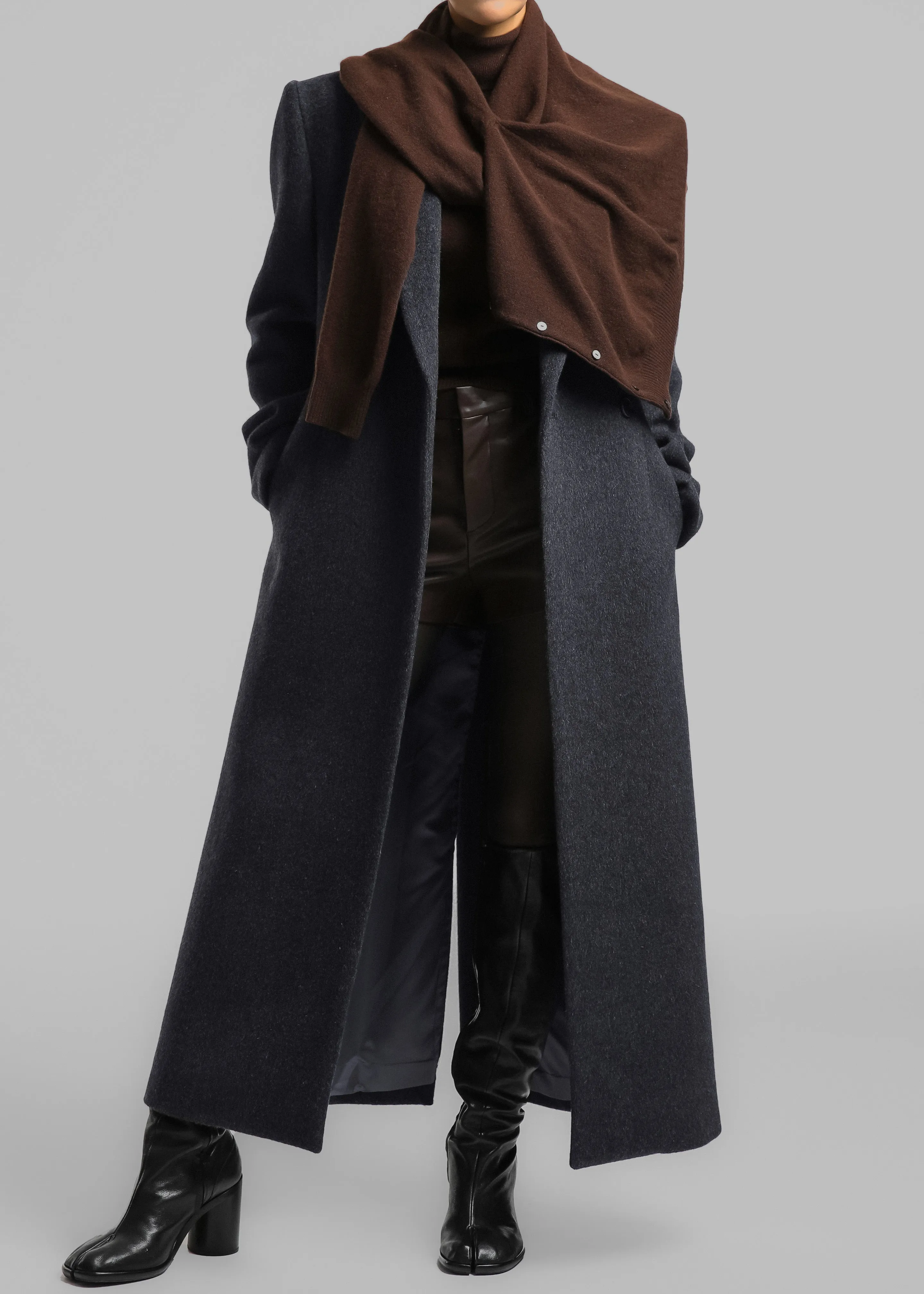 Melva Long Coat - Charcoal