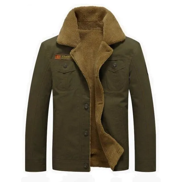 Men Jacket Winter Military Style Denim Coat