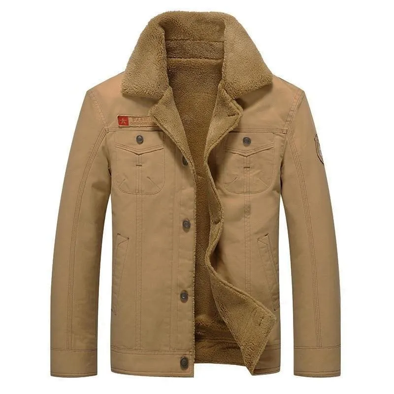 Men Jacket Winter Military Style Denim Coat