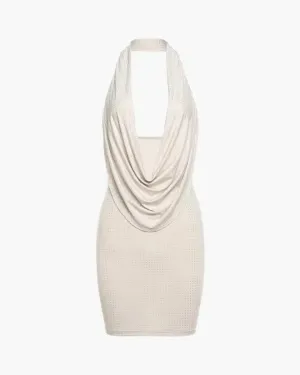 Émeraude – Crystal embellishments – Halter mini dress