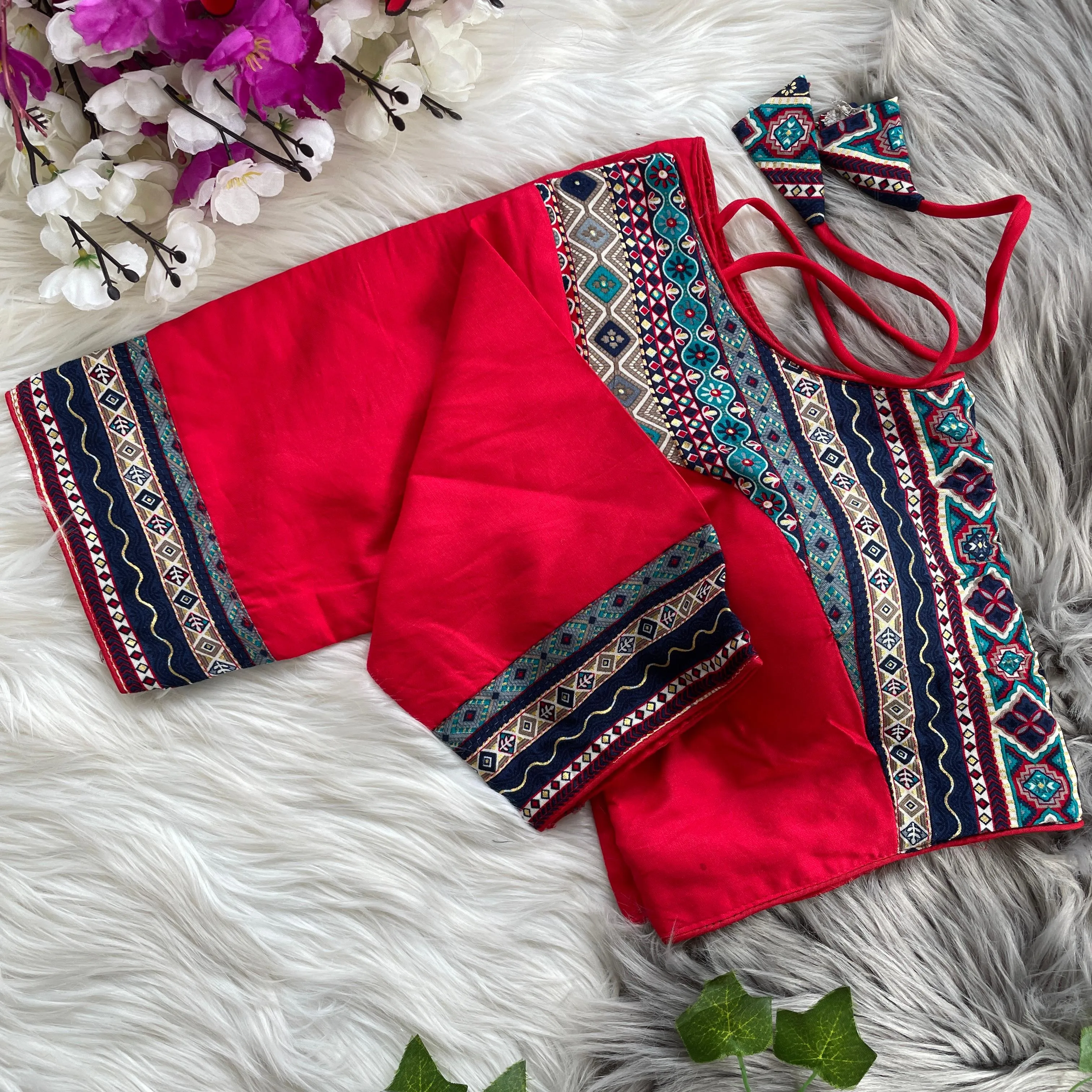 Navratri Traditional Garba Spl. Pure Cotton Ajrakh Print Blouse For Women's