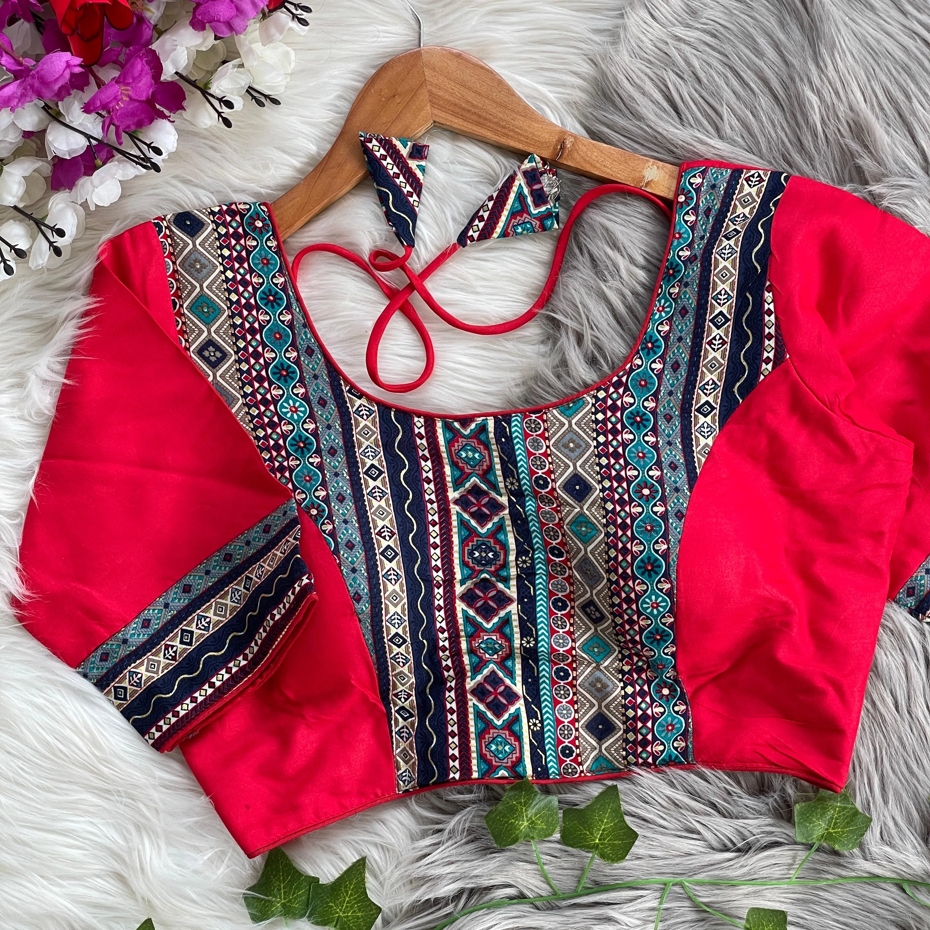 Navratri Traditional Garba Spl. Pure Cotton Ajrakh Print Blouse For Women's