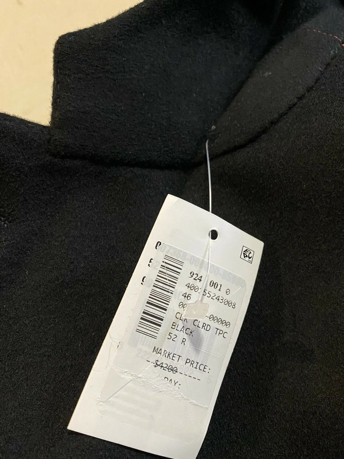 New $4200 Isaia Men’s Overcoat Coat Black Size 42R US ( 52R Eu ) Italy