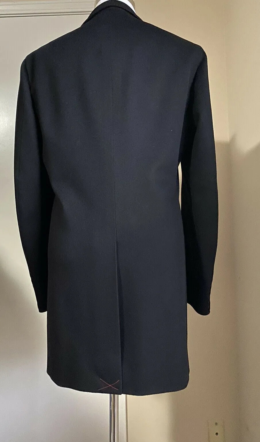 New $4200 Isaia Men’s Overcoat Coat Black Size 42R US ( 52R Eu ) Italy